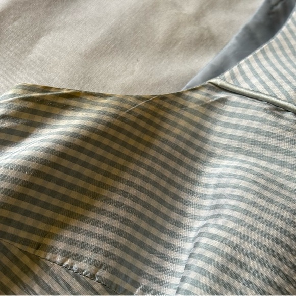 Talbots Silk Baby blue Gingham Sleeveless Shift fully lined mini Dress Sz 6 - Picture 8 of 12